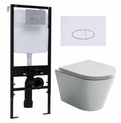 Комплект 3 в 1 инсталляция Logan H1067-1170 297674 + Унитаз подвесной Ceramica Nova Forma CN3011 + кнопка белая