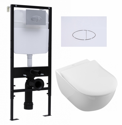 Комплект 3 в 1 инсталляция Logan H1067-1170 297674 + Унитаз подвесной Villeroy & Boch Subway 2.0 5614R201 + кнопка белая