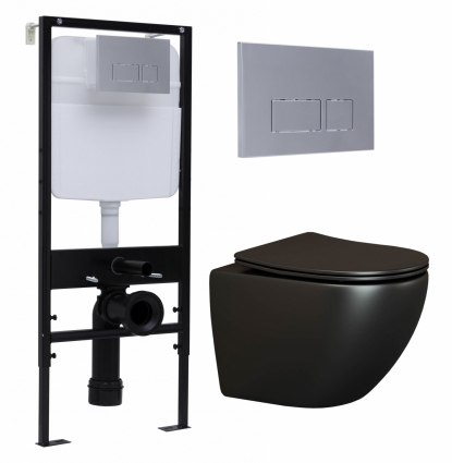 Комплект 3 в 1 инсталляция Logan H1067-1170 297674 + Унитаз подвесной Ceramica Nova Metropol CN4002MB + кнопка хром матовый
