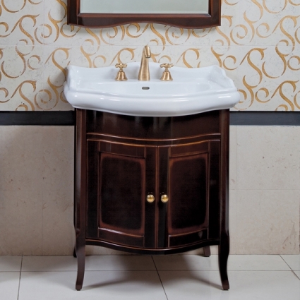 Тумба для комплекта La Beaute Classic Lorette 70 темное дерево глянец, фурнитура бронза