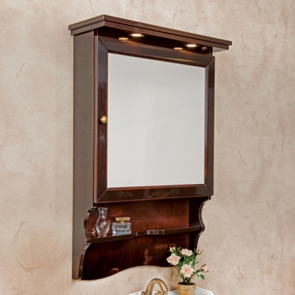 Зеркало-шкаф La Beaute Classic Lorette 75 темное дерево глянец, фурнитура бронза