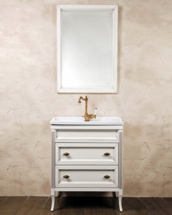 Мебель для ванной La Beaute Classic Vivien Сassetto 70 белый с патиной, фурнитура бронза