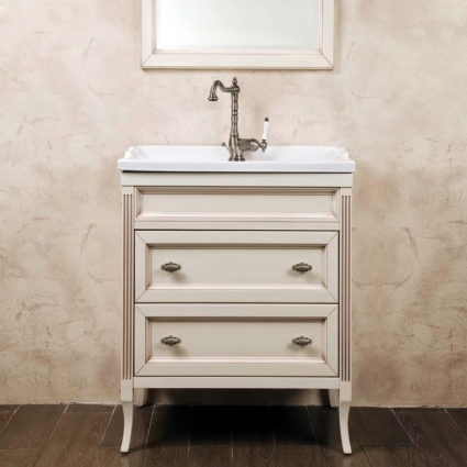 Тумба для комплекта La Beaute Classic Vivien Сassetto 70 слоновая кость с патиной, фурнитура серебро