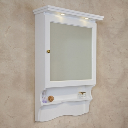 Зеркало-шкаф La Beaute Classic Lorette 75 белый матовый, фурнитура бронза