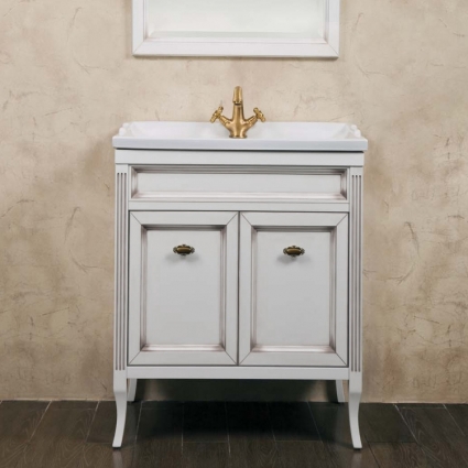 Тумба для комплекта La Beaute Classic Vivien Porta 70 белый с патиной, фурнитура бронза