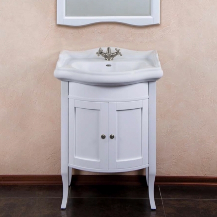 Тумба для комплекта La Beaute Classic Lorette 65 белый матовый, фурнитура серебро