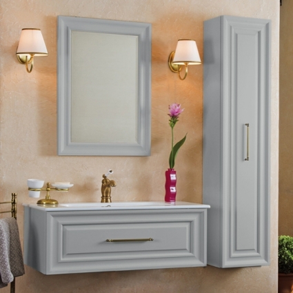 Мебель для ванной La Beaute Classic Cornelia 100 серый шелк матовый, фурнитура бронза