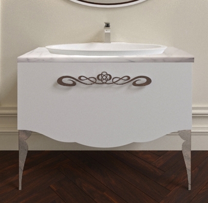 Тумба для комплекта La Beaute Charante 100 белая со столешницей bianco statuaretto, хром