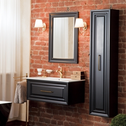 Мебель для ванной La Beaute Classic Cornelia 85 черный матовый, фурнитура бронза