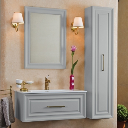 Мебель для ванной La Beaute Classic Cornelia 85 серый шелк матовый, фурнитура бронза