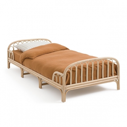 Кровать детская из ротанга La Redoute Plus Albin 90х190 бежевого цвета