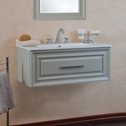 Тумба для комплекта La Beaute Classic Cornelia 85 серый шелк матовый, фурнитура серебро