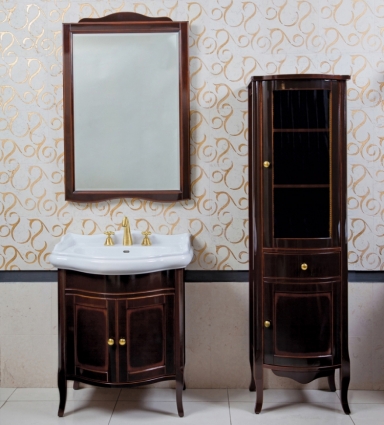 Мебель для ванной La Beaute Classic Lorette 70 темное дерево глянец, фурнитура золото