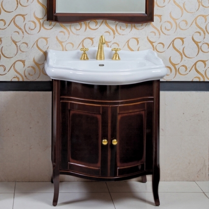 Тумба для комплекта La Beaute Classic Lorette 70 темное дерево глянец, фурнитура золото