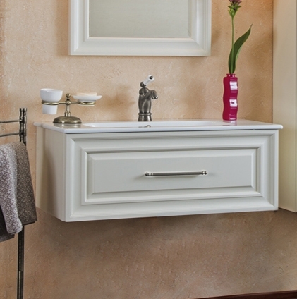 Тумба для комплекта La Beaute Classic Cornelia 100 слоновая кость матовый, фурнитура серебро