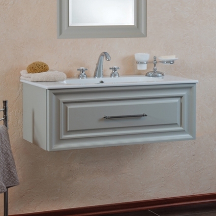 Тумба для комплекта La Beaute Classic Cornelia 100 серый шелк матовый, фурнитура серебро