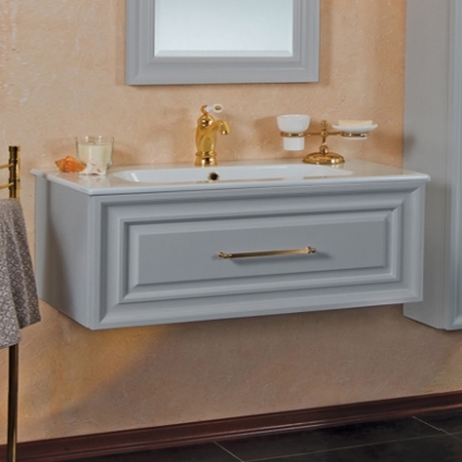 Тумба для комплекта La Beaute Classic Cornelia 100 серый шелк матовый, фурнитура золото