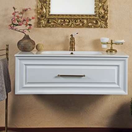 Тумба для комплекта La Beaute Classic Cornelia 100 белый матовый, фурнитура бронза