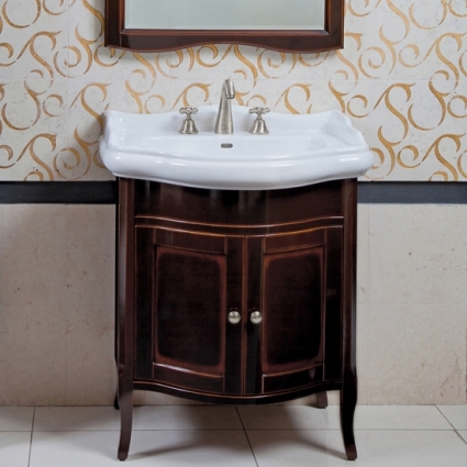 Тумба для комплекта La Beaute Classic Lorette 70 темное дерево глянец, фурнитура серебро