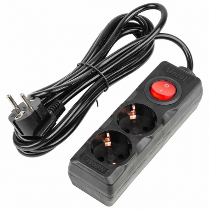 Удлинитель Uniel Ultra 2гн х 3м с/з S-GCU2-3B Black UL-00010011