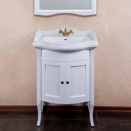 Тумба с раковиной La Beaute Classic Lorette 65 белый матовый, фурнитура бронза