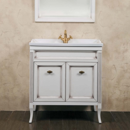 Тумба с раковиной La Beaute Classic Vivien Porta 80 белый с патиной, фурнитура бронза