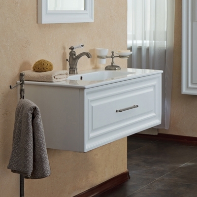 Тумба с раковиной La Beaute Classic Cornelia 85 белый матовый, фурнитура серебро