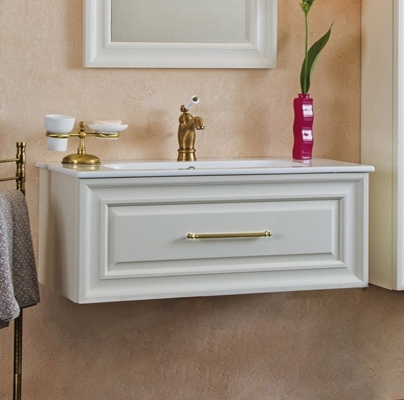 Тумба с раковиной La Beaute Classic Cornelia 100 слоновая кость матовый, фурнитура золото