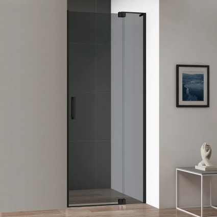 Душевая дверь в нишу Cezares Slider B 1 100/110 Grigio Nero профиль черный, стекло серое