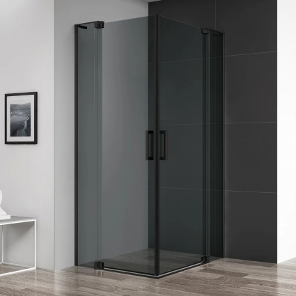 Душевой уголок Cezares Slider AH 2 80/90-100/110 Grigio Nero профиль черный, стекло серое