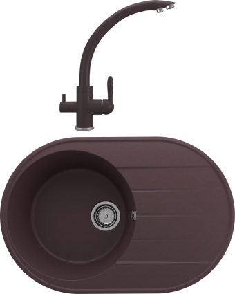 Комплект Мойка кухонная Domaci Солерно DN 750-06 трюфель + Смеситель для кухни Domaci Солерно UQ-017-06 трюфель