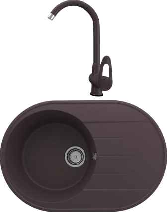 Комплект Мойка кухонная Domaci Солерно DN 750-06 трюфель + Смеситель для кухни Domaci Солерно UQ-006-06 трюфель