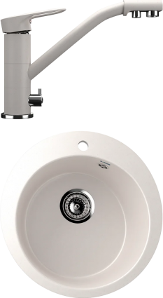 Комплект  Мойка кухонная Ulgran U-405 -331 белая + Смеситель для кухни Ulgran U-010 -331 белый
