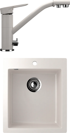 Комплект  Мойка кухонная Ulgran U-404 -331 белая + Смеситель для кухни Ulgran U-010 -331 белый