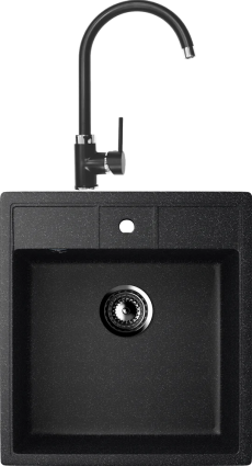 Комплект  Мойка кухонная Ulgran U-406 -308 черная + Смеситель для кухни Domaci Солерно DC-3004 морион