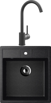 Комплект  Мойка кухонная Ulgran U-406 -308 черная + Смеситель для кухни Domaci Равенна KS-01b черный
