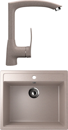 Комплект  Мойка кухонная Ulgran U-104 -302 песочная + Смеситель для кухни Ulgran U-005 -302 песочный