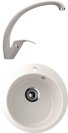 Комплект  Мойка кухонная Ulgran U-405 -331 белая + Смеситель для кухни Ulgran U-007 -331 белый