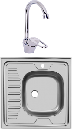 Комплект Мойка кухонная Ukinox Стандарт STD600.600 ---5C 0R- + Смеситель для кухни Domaci Равенна D11-001cr