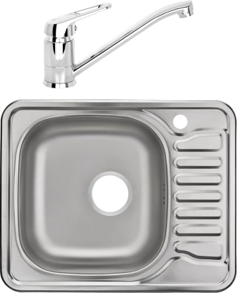 Комплект  Мойка кухонная Domaci Равенна Fort DCO 580*480 (6) L2TG L + Смеситель для кухни Domaci Равенна D11-000cr