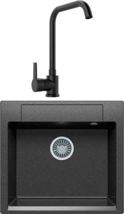 Комплект  Мойка кухонная Polygran Argo 560 черная + Смеситель для кухни MEGA Ege MG-PL10-B черный