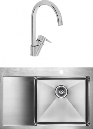 Комплект  Мойка кухонная Paulmark Atlan PM217851-BSR брашированная нержавеющая сталь R + Смеситель для кухни VitrA Win S A42578EXP