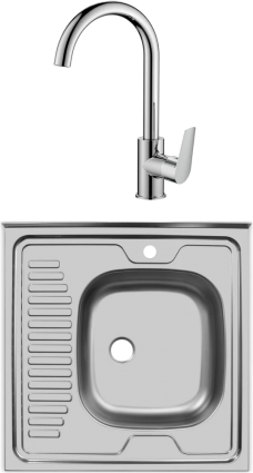 Комплект Мойка кухонная Ukinox Стандарт STD600.600 ---5C 0RS + Смеситель для кухни Domaci Равенна ND-05cr