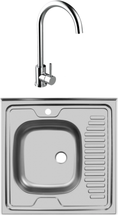 Комплект Мойка кухонная Ukinox Стандарт STD600.600 ---5C 0LS + Смеситель для кухни Domaci Равенна OL-04Ss