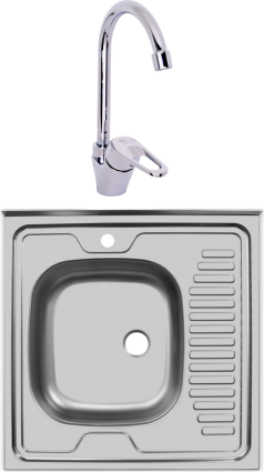 Комплект Мойка кухонная Ukinox Стандарт STD600.600 ---4C 0L- + Смеситель для кухни Domaci Равенна D11-001cr