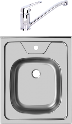 Комплект Мойка кухонная Ukinox Стандарт STD500.600 ---5C 0CS + Смеситель для кухни Domaci Равенна D11-000cr