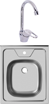 Комплект Мойка кухонная Ukinox Стандарт STD500.600 ---4C 0C- + Смеситель для кухни Domaci Равенна D11-001cr