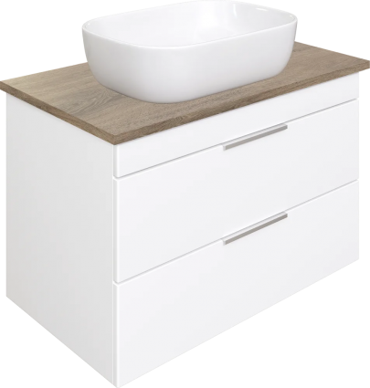 Тумба с раковиной STWORKI Копенгаген 80 белая, с раковиной STWORKI Moduo 50 Square