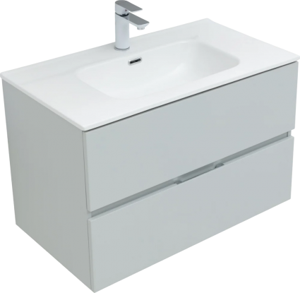 Тумба для комплекта Aquanet Алвита 80 подвесная, серая, 2 ящика