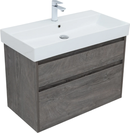 Тумба с раковиной Aquanet Nova Lite 85 дуб рошелье, 2 ящика